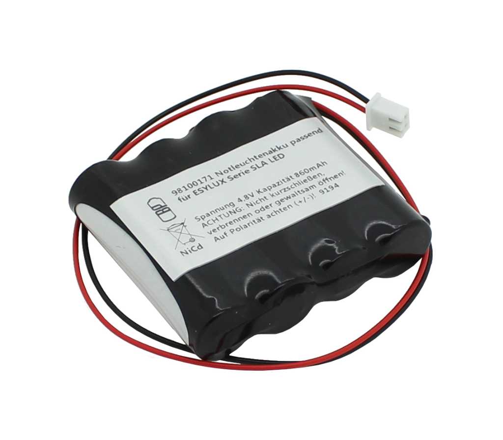 Bild von Notleuchtenakku NiCd 4,8V 860mAh F1x4 Mignon AA mit Kabel und Stecker ersetzt ESYLUX en10027222