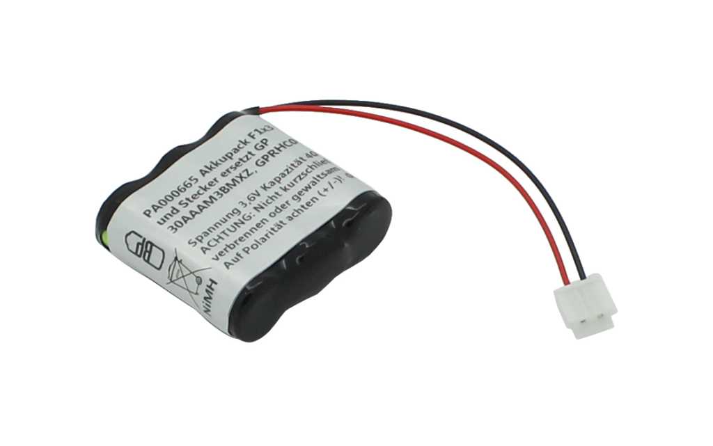 Bild von Akkupack NiMH 3,6V 400mAh F1x3 mit Kabel und Stecker ersetzt GP 30AAAM3BMXZ, GPRHC043M033