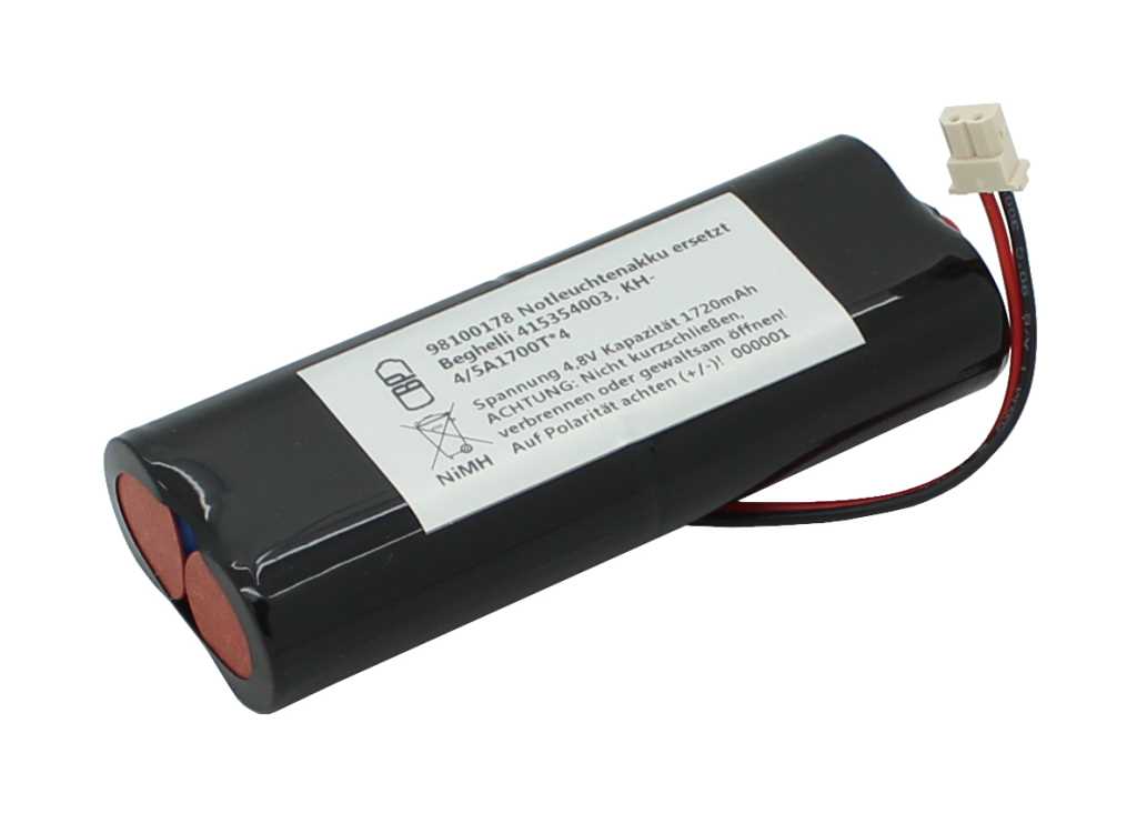 Bild von Notleuchtenakku NiMH 4,8V 1720mAh L2x2 4/5A mit Kabel und Stecker ersetzt Beghelli 415354003