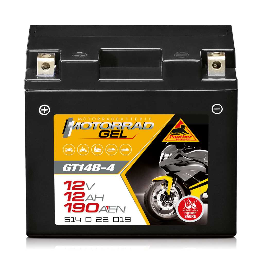 Bild von Panther Motorrad Gel 51422 12V 12Ah 190A (EN) ETN 514 0 22 019, DIN 51422, Japan-Nr. GT14B-4, CT14B-4