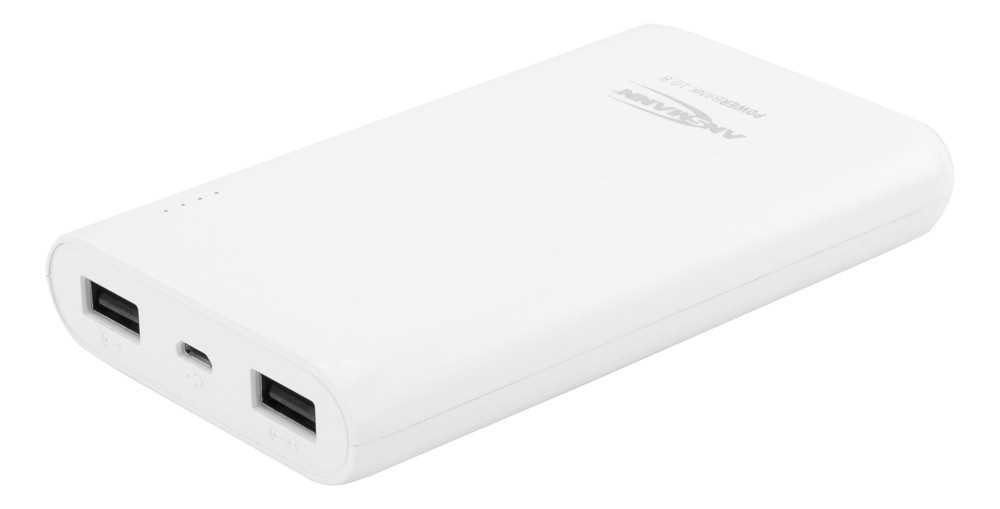 Bild von Ansmann Powerbank 10.8W weiß Externer Zusatzakku mit zwei USB-Ladebuchsen und einer Kapazität von 10000 mAh