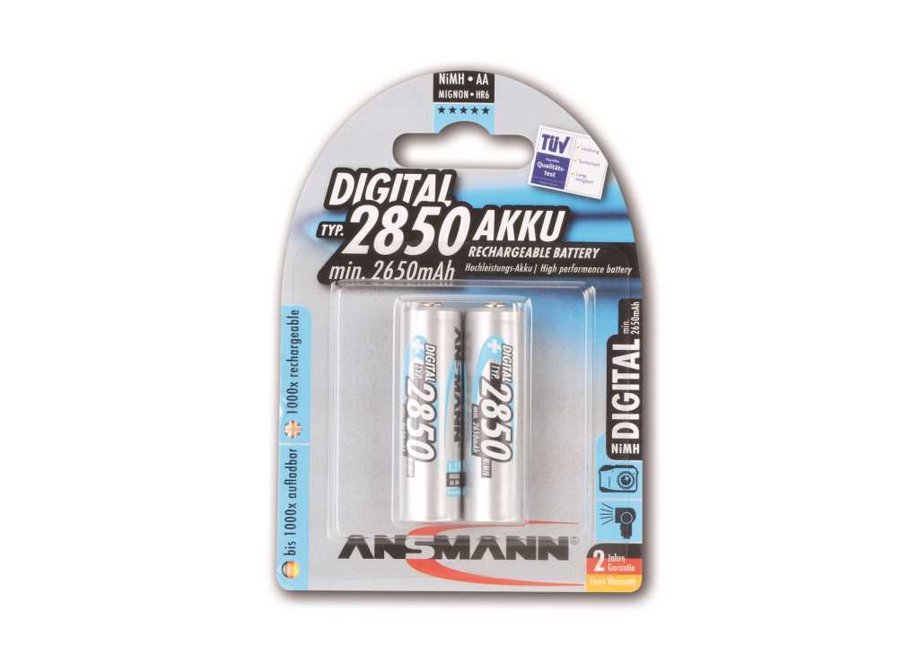 Bild von Ansmann NiMH-Akku Typ 2850 Mignon 2650mAh Digital 5035082 2er Blister