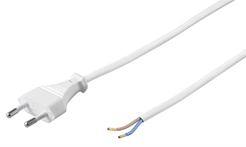 Bild von Euro-Netzkabel H03VVH2-F2G 0,75mm² weiß 1,5m mit offenem Ende