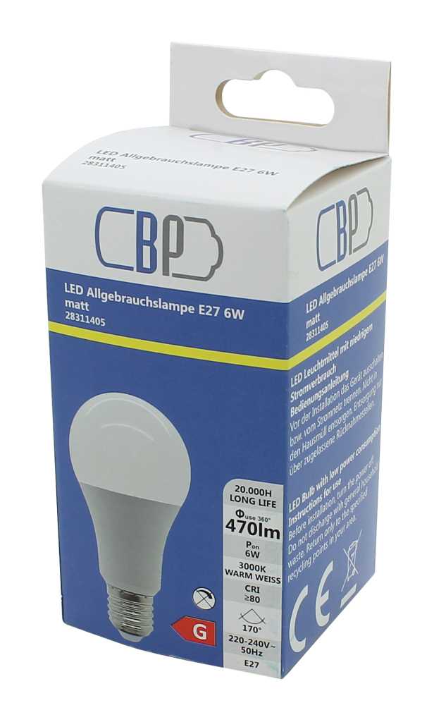 Bild von BP LED Allgebrauchslampe E27 6W warm weiß matt