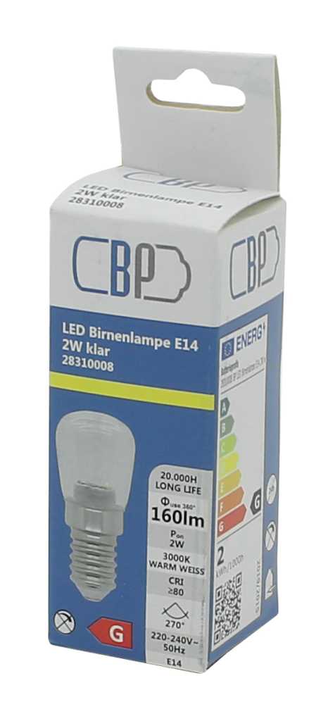 Bild von BP LED Birnenlampe E14 2W warm weiß klar