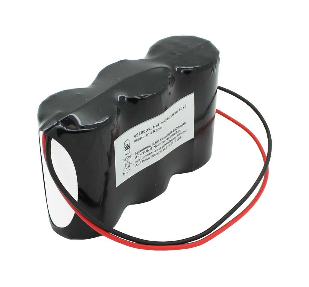 Bild von Notleuchtenakku NiCd 3,6V 4500mAh F1x3 Mono D mit 200mm Kabel einseitig ersetzt GAZ 5161000309