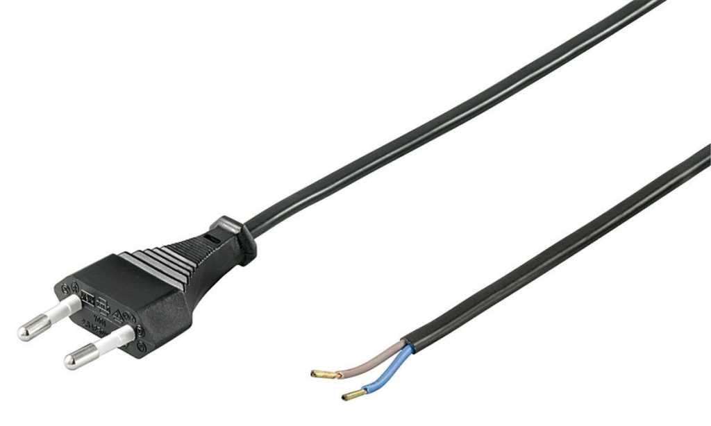 Bild von Euro-Netzkabel H03VVH2-F2G 0,75mm² schwarz 1,5m mit offenem Ende