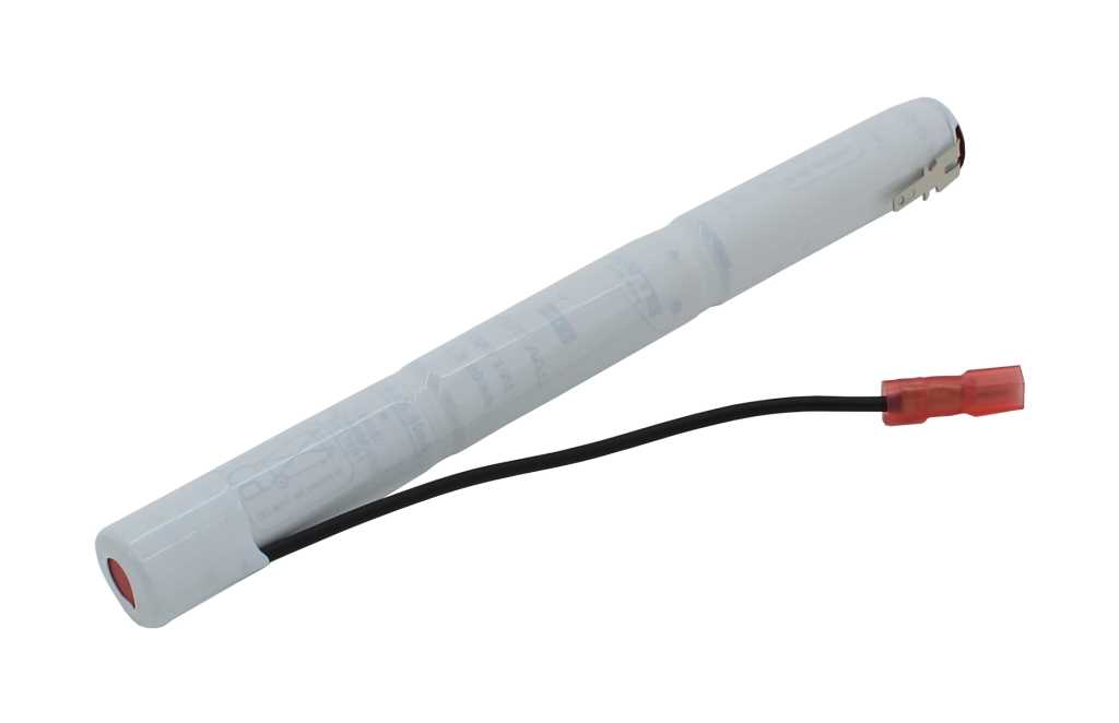 Bild von Notleuchtenakku NiCd 3,6V 860mAh L1x3 Mignon AA mit Fastonstecker 2,8mm +Pol und 110mm Kabel und Faston-Buchse 2,8mm -Pol passend für RZB 67000.0.213