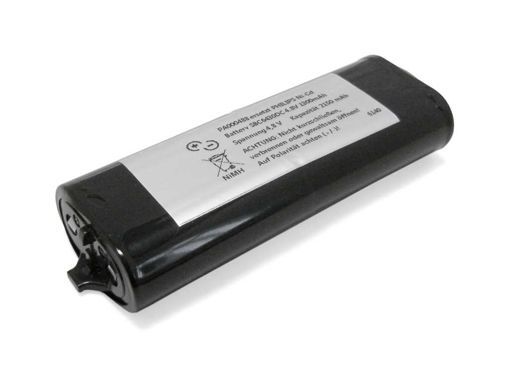 Bild von Zellentausch Akkupack NiMH 4,8V 2150mAh ersetzt PHILIPS Ni-Cd Battery SBC6430DC 4.8V 1300mAh